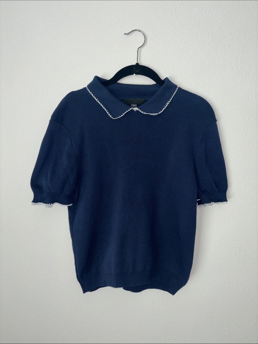 Zara | Navy Peter Pan Collar Short Sleeve Sweater